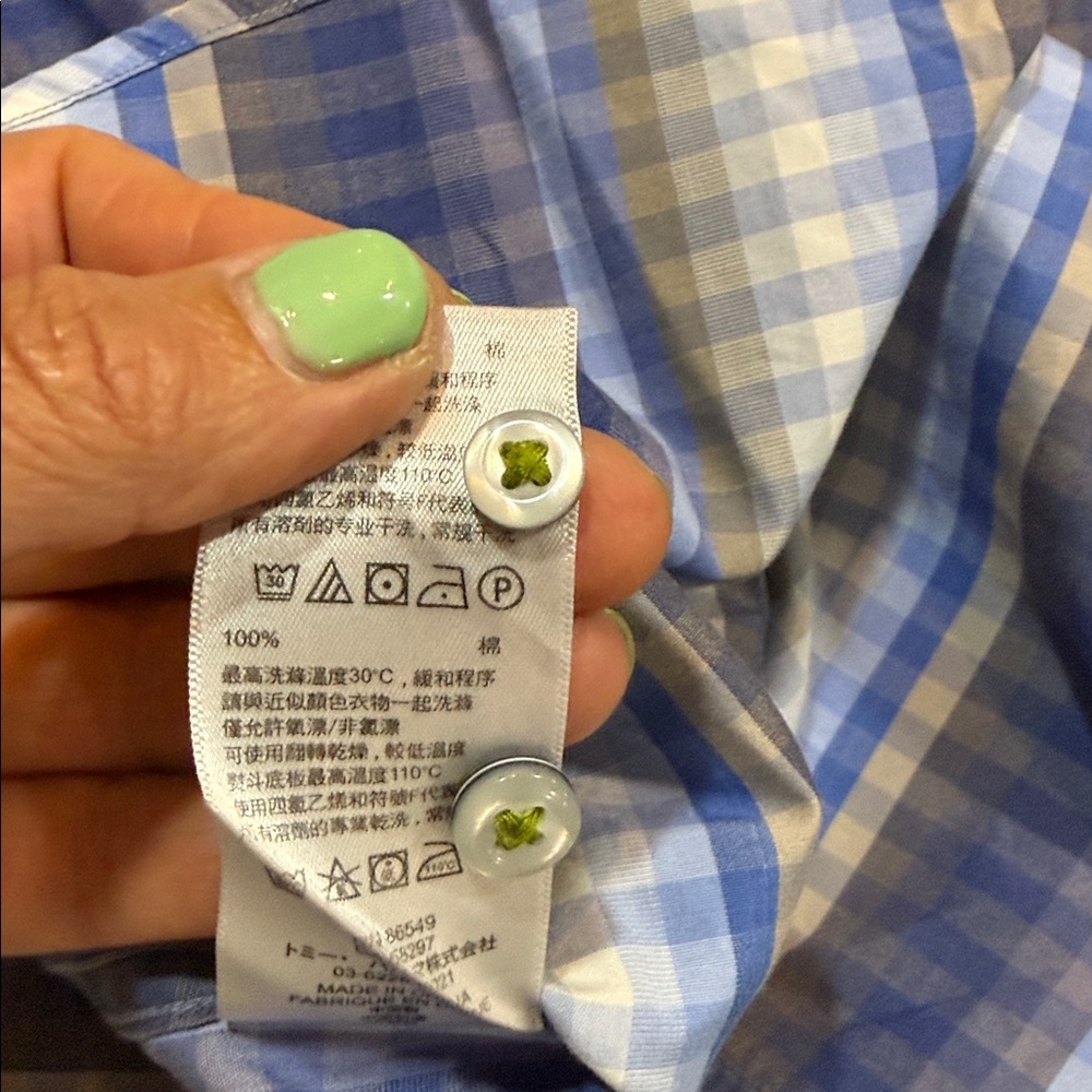 Tommy Bahama Men’s Striped long sleeve shirt polka dot cuffs blue/white Size S - Picture 9 of 12